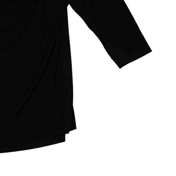Dana Buchman Tunic Blouse Womens XL Black Draped Neckline Gold Detail Stretch - Picture 6 of 9